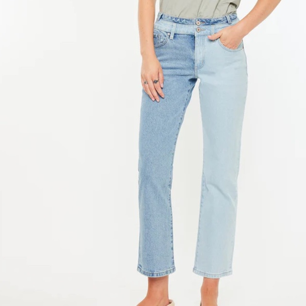 Kancan | Pearl Hi Rise Straight Leg 2 Tone Jeans